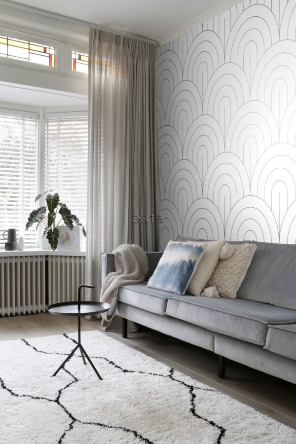 ESTAhome fototapeet art deco motiiv - valge ja must