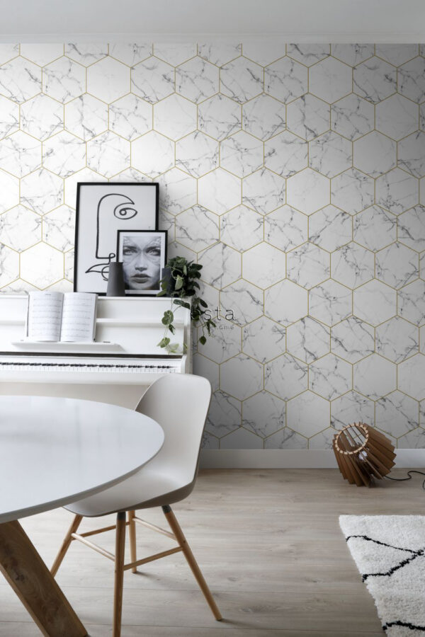 ESTAhome fototapeet marmor must-valge-kuld