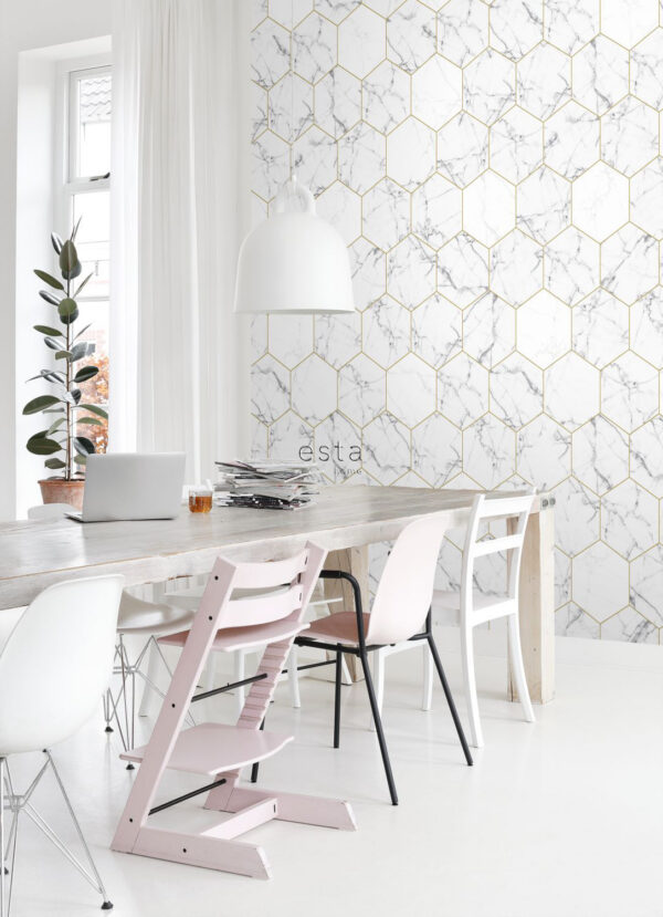ESTAhome fototapeet marmor must-valge-kuld