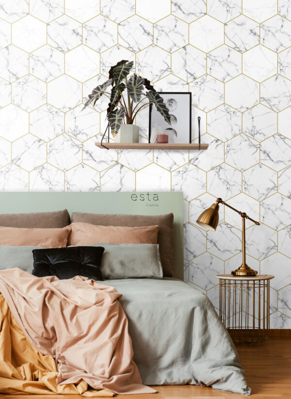 ESTAhome fototapeet marmor must-valge-kuld