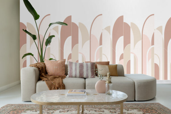 ESTAhome fototapeet art deco motiiv - terrakota ja heleroosa