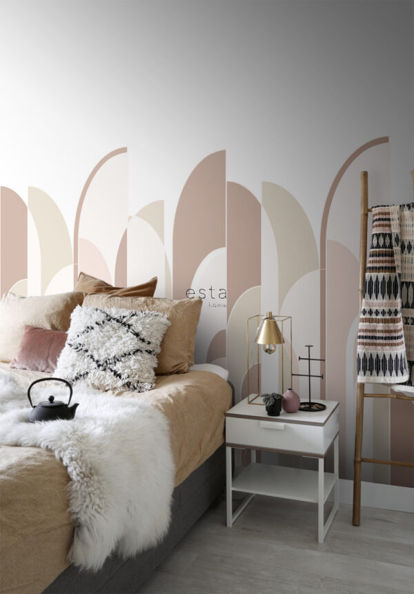 ESTAhome fototapeet art deco motiiv - terrakota ja heleroosa