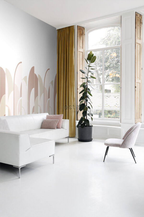 ESTAhome fototapeet art deco motiiv - terrakota ja heleroosa