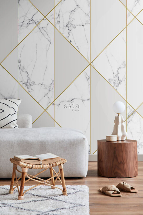 ESTAhome fototapeet marmor must-valge, hall ja kuld