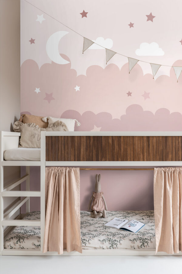 ESTAhome fototapeet pilved ja tähed - roosa