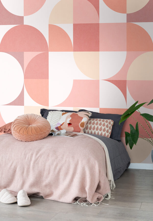 ESTAhome Bauhaus stiilis ringid fototapeet - roosad toonid