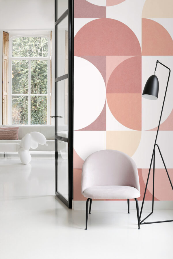ESTAhome Bauhaus stiilis ringid fototapeet - roosad toonid