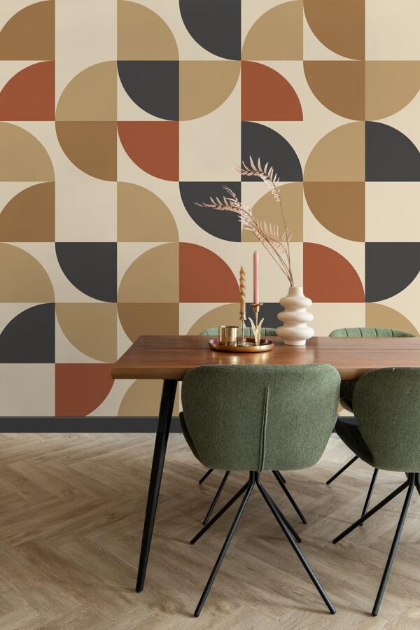 ESTAhome fototapeet geomeetrilised kujundid - beež, terrakota ja antratsiithall