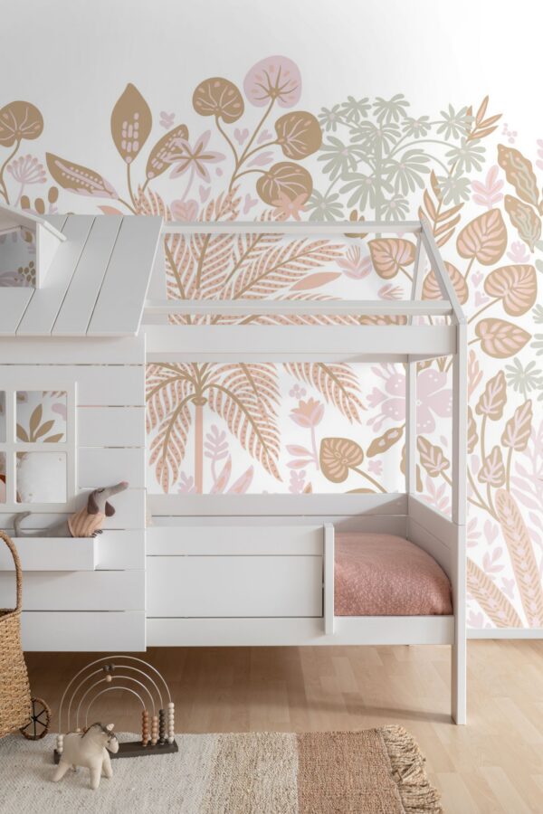 ESTAhome fototapeet troopilised lehed ja lilled - hele pastellroosa