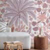 ESTAhome fototapeet troopilised lehed ja lilled - lilla, terrakota ja roosa