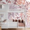 ESTAhome fototapeet troopilised lehed ja lilled - lilla, terrakota ja roosa