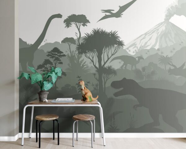 ESTAhome dinosaurused fototapeet - tume roheline
