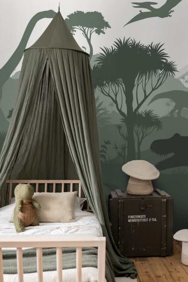 ESTAhome dinosaurused fototapeet - tume roheline