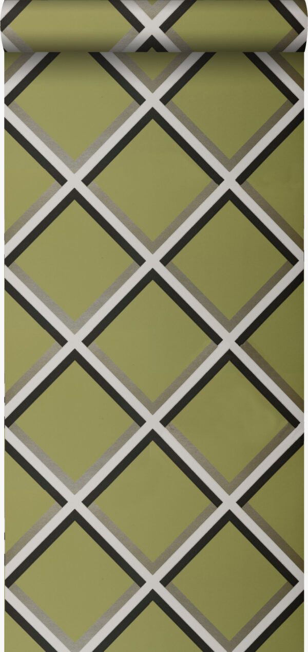 Origin Wallcoverings geomeetriline motiiv tapeet - oliiviroheline