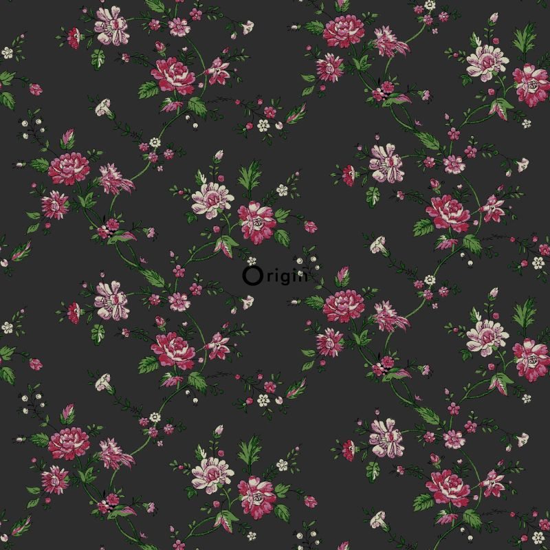 Origin Wallcoverings tapeet lilled - must ja roosa