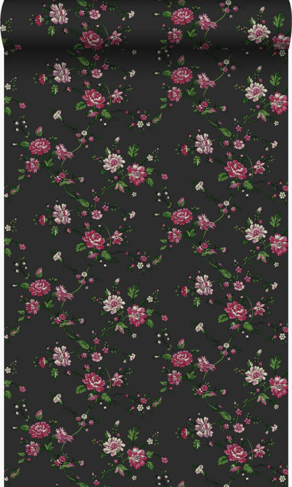 Origin Wallcoverings tapeet lilled - must ja roosa