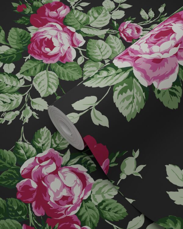 Origin Wallcoverings tapeet roosid - must ja roosa