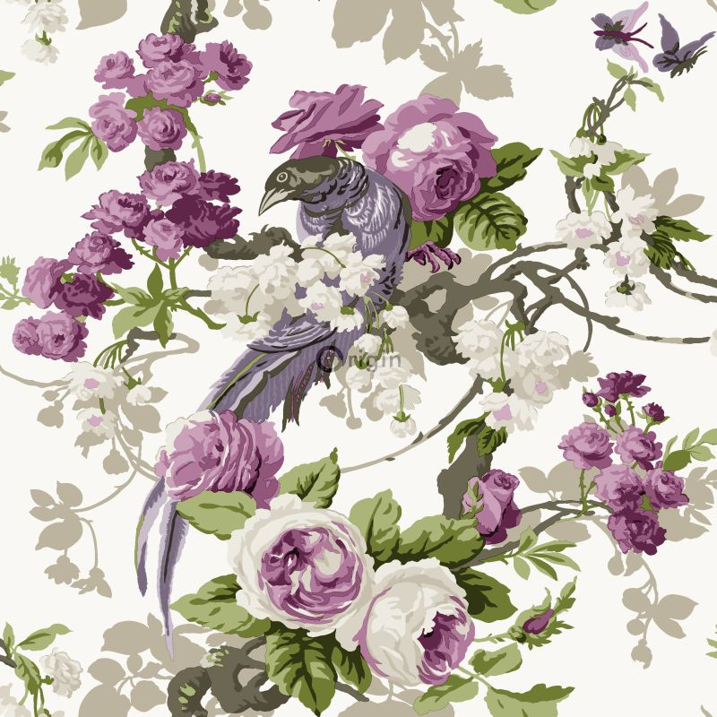 Origin Wallcoverings tapeet paradiisilinnud - lilla