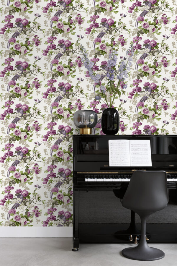 Origin Wallcoverings tapeet paradiisilinnud - lilla