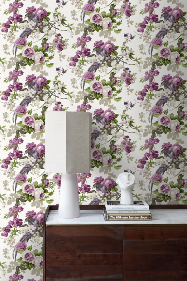 Origin Wallcoverings tapeet paradiisilinnud - lilla