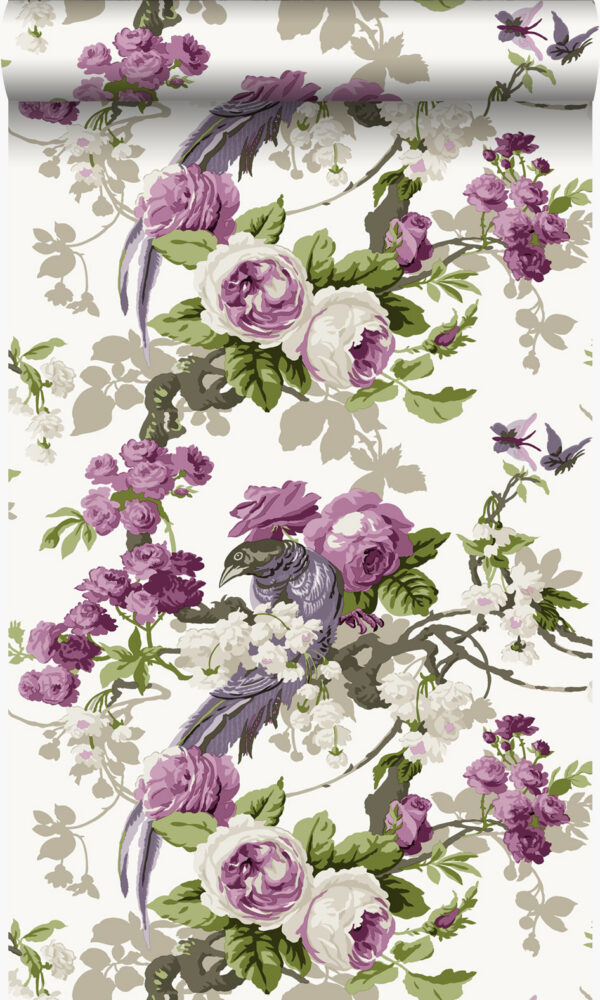 Origin Wallcoverings tapeet paradiisilinnud - lilla