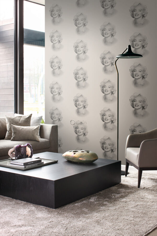 Origin Wallcoverings tapeet Marilyn Monroe - hall ja must
