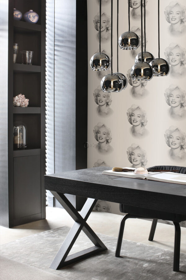 Origin Wallcoverings tapeet Marilyn Monroe - hall ja must