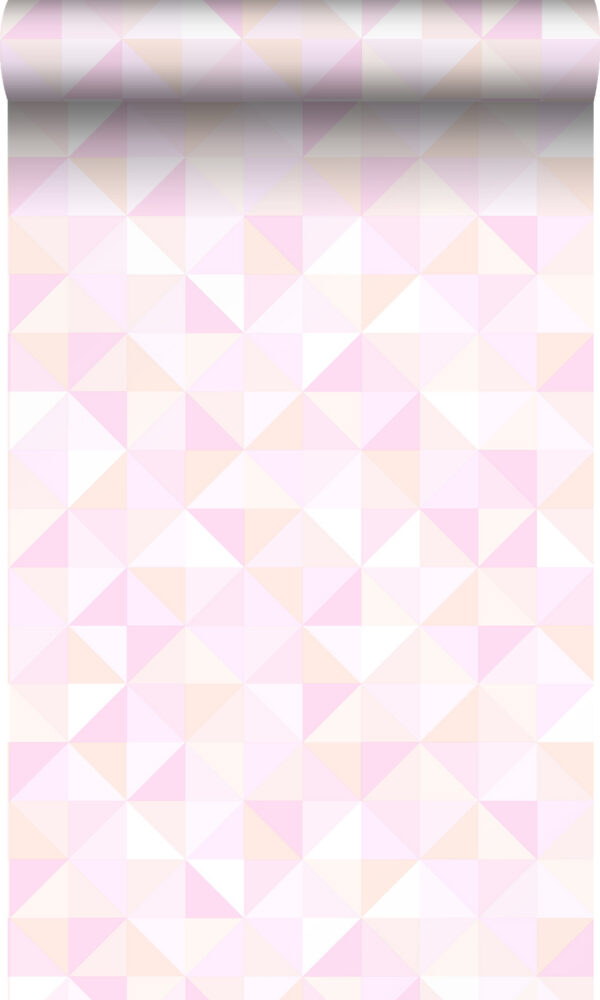 Origin Wallcoverings tapeet kolmnurgad - hele pastellroosa ja virsikuroosa