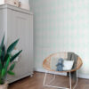 Origin Wallcoverings tapeet rombimotiiv - mattvalge ja mündiroheline