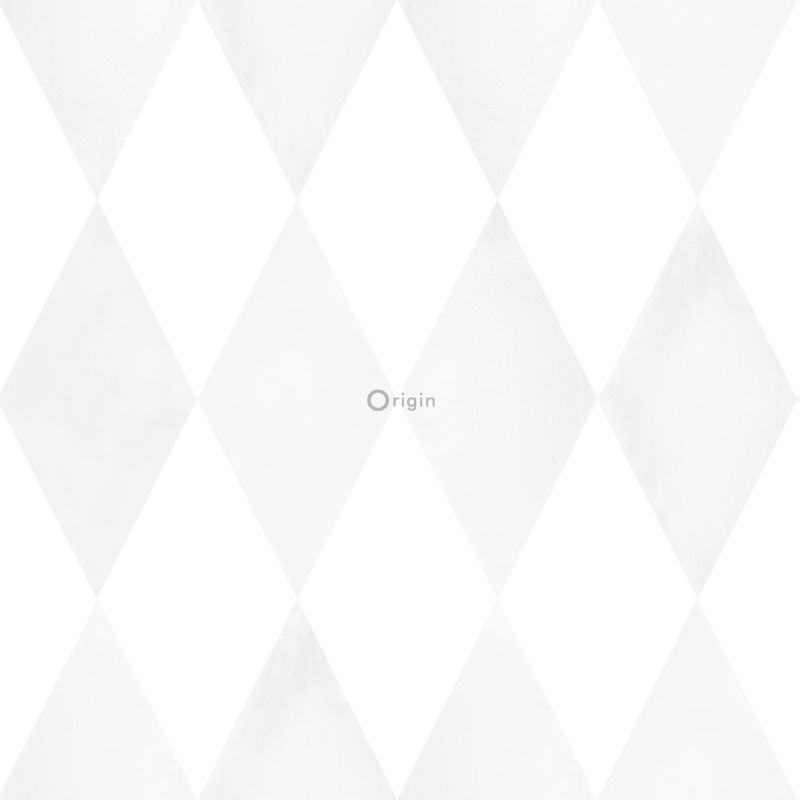 Origin Wallcoverings tapeet rombimotiiv - matt valge ja hele soe hall