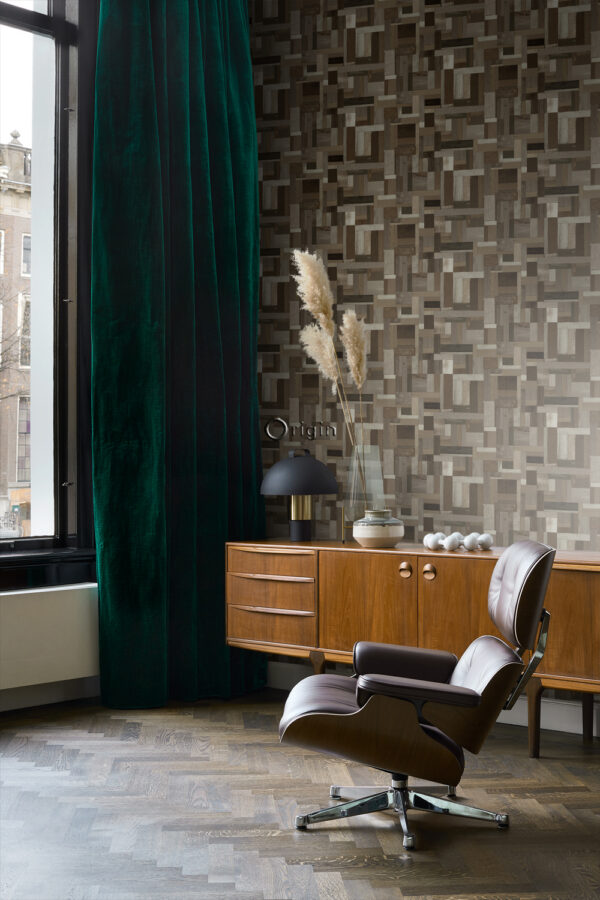 Origin Wallcoverings tapeedi motiiv pruunist jäätme puidust laudadest - tumepruun