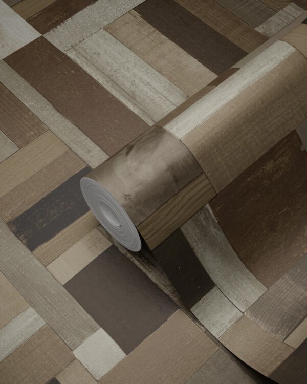 Origin Wallcoverings tapeedi motiiv pruunist jäätme puidust laudadest - tumepruun