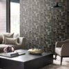 Origin Wallcoverings tapeedi motiiv purustatud puidust lauad - must ja hall