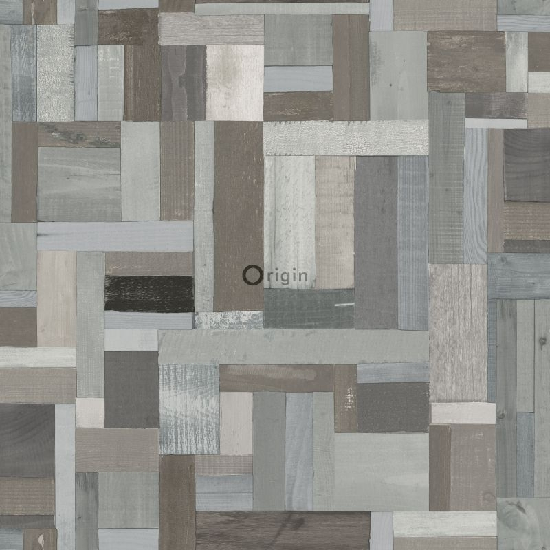 Origin Wallcoverings tapeedi motiiv purupuitlaud - helehall ja taupe