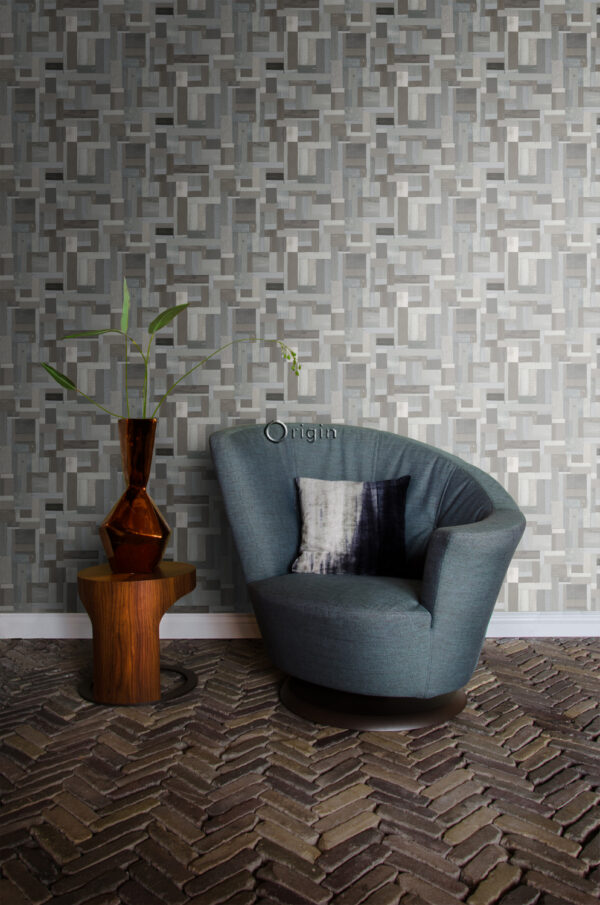 Origin Wallcoverings tapeedi motiiv purupuitlaud - helehall ja taupe