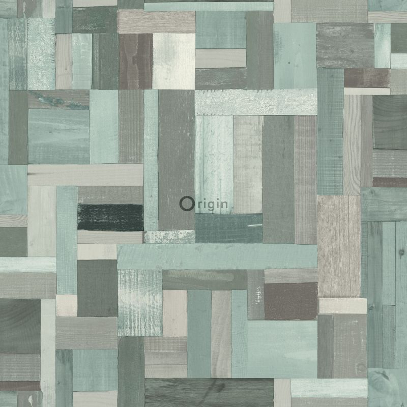 Origin Wallcoverings tapeedi motiiv puru puidust lauad - hallikasroheline