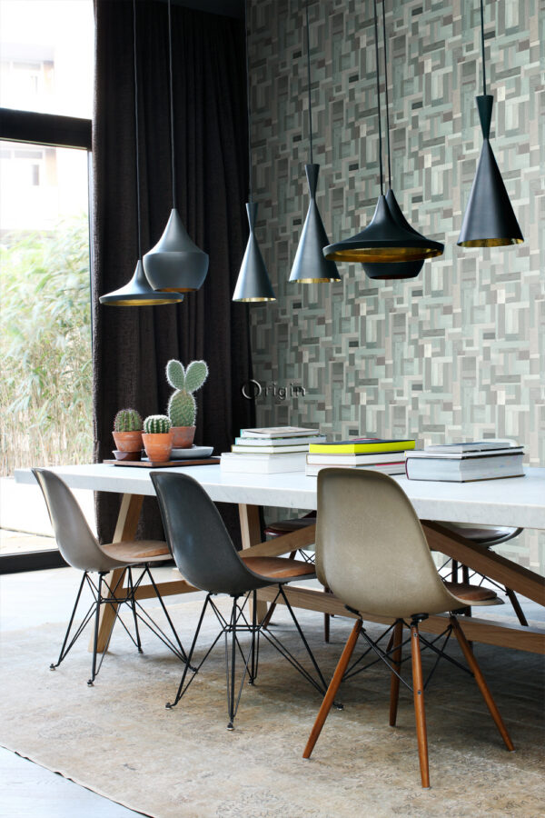 Origin Wallcoverings tapeedi motiiv puru puidust lauad - hallikasroheline