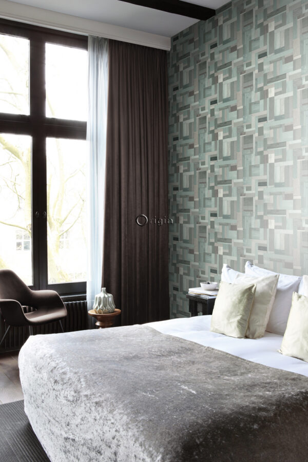 Origin Wallcoverings tapeedi motiiv puru puidust lauad - hallikasroheline