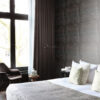Origin Wallcoverings tapeet suured roostes metallplaadid naeltega - must ja tume petrolsinine
