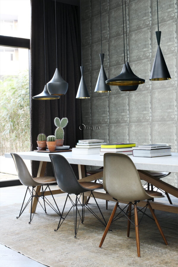 Origin Wallcoverings tapeet suured roostetanud metallplaadid naeltega - hele laguunroheline