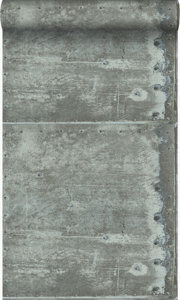 Origin Wallcoverings tapeet suured roostetanud metallplaadid naeltega - hele laguunroheline
