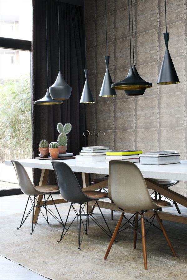 Origin Wallcoverings tapeet suured roostes metallplaadid naeltega tööstuslik hall