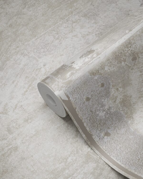 Origin Wallcoverings tapeet suured kulunud roostes metallplaadid naeltega helevalge