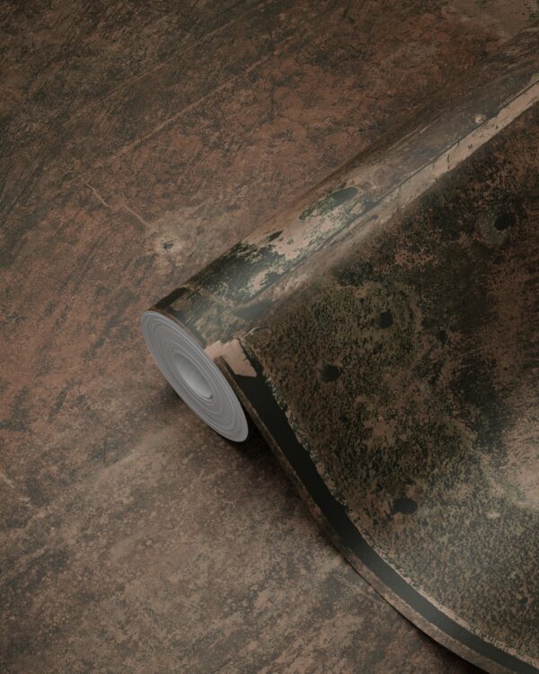 Origin Wallcoverings tapeet suured kulunud roostes metallplaadid koos naeltega - roostepruun