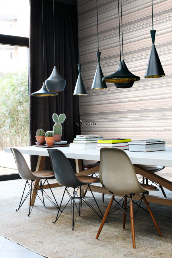Origin Wallcoverings kihiline marmor tapeet - virsikuroosa ja beež