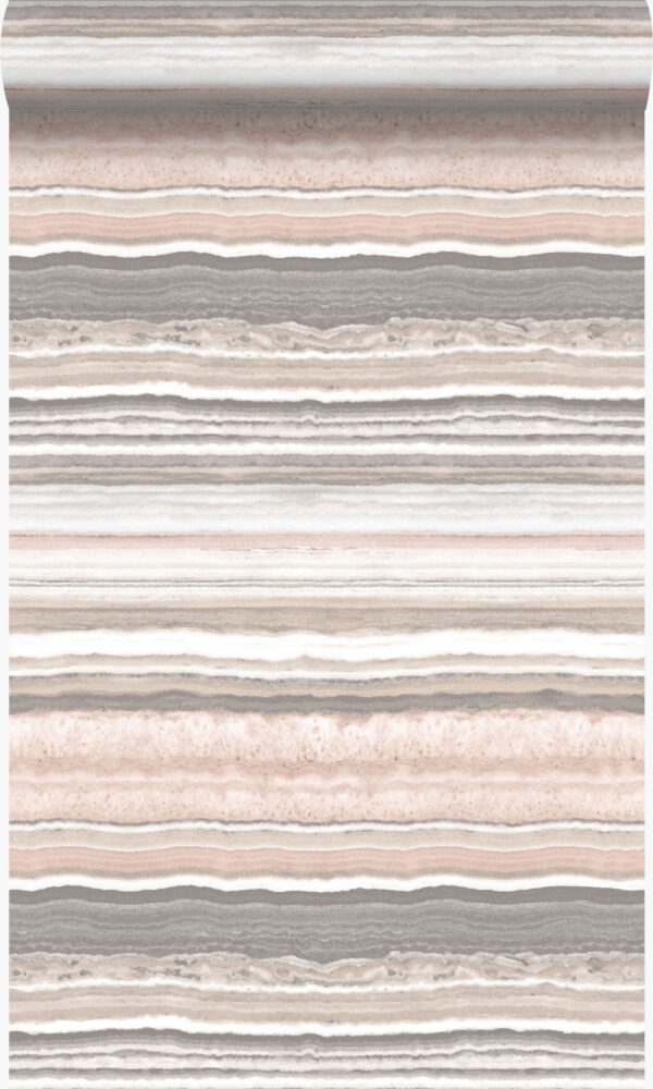 Origin Wallcoverings kihiline marmor tapeet - virsikuroosa ja beež