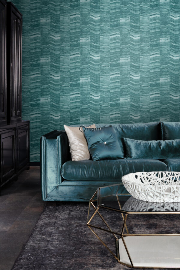 Origin Wallcoverings tapeet ziczac kihiline marmor türkiissinine