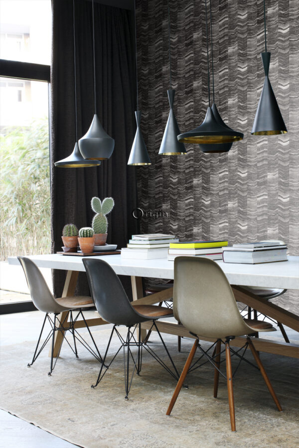 Origin Wallcoverings tapeet zigzag triibud kihiline marmor must