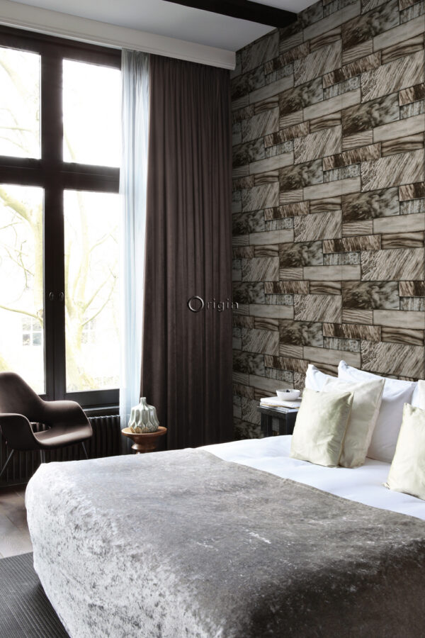 Origin Wallcoverings tapeet marmorplaatide sein - pruun erinevates suurustes