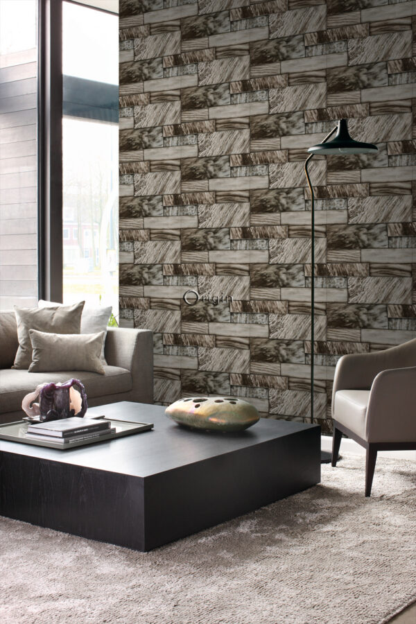 Origin Wallcoverings tapeet marmorplaatide sein - pruun erinevates suurustes